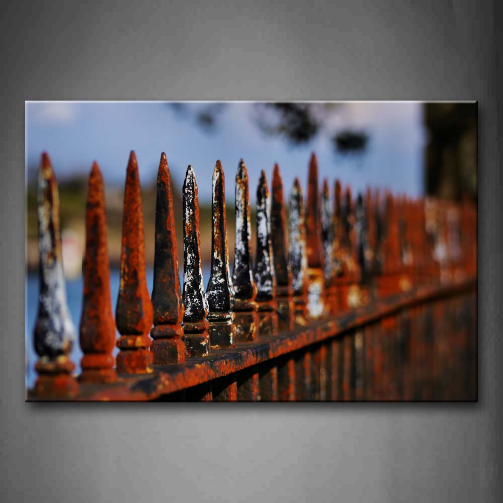 Fence With Some Rusty Iron Wall Art Painting Pictures Print On Canvas City The Picture For Home Modern Decoration 