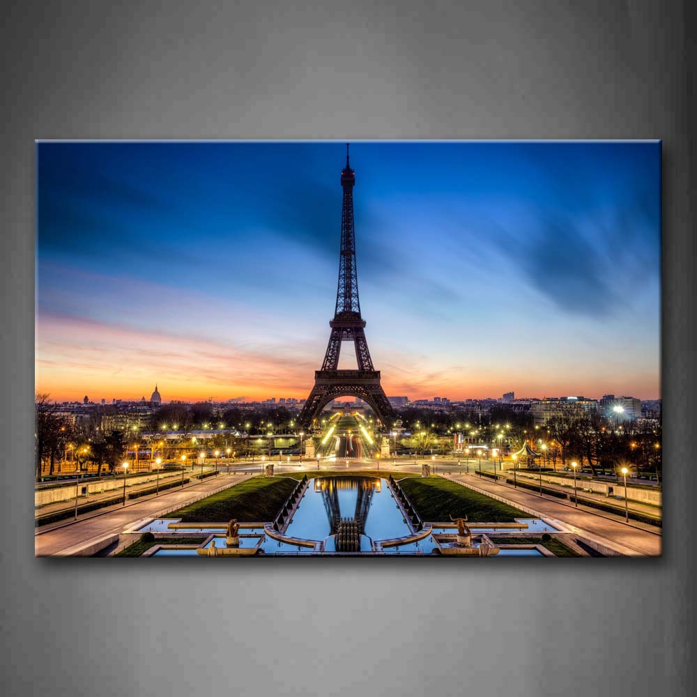 Eiffel Tower With Some Light Street Lamp Wall Art Painting Pictures Print On Canvas City The Picture For Home Modern Decoration 