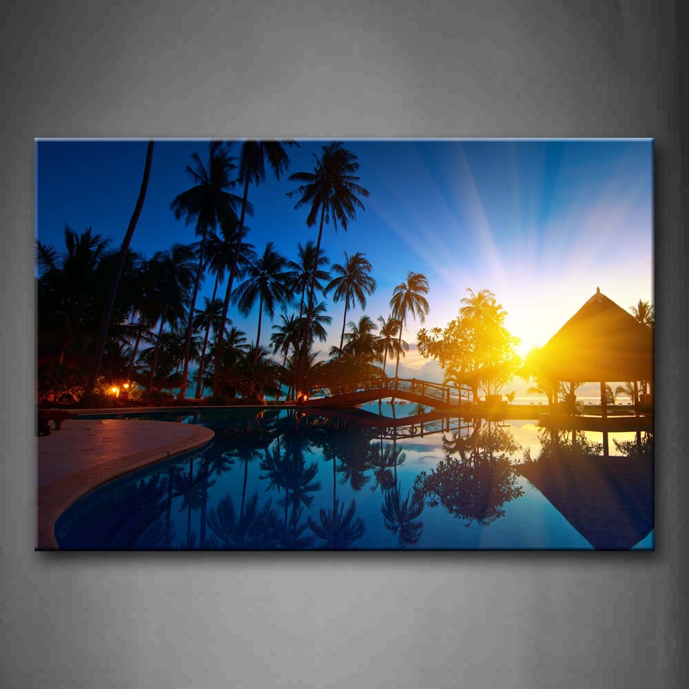 Pool Next To The House And Tree Wall Art Painting The Picture Print On Canvas City Pictures For Home Decor Decoration Gift 