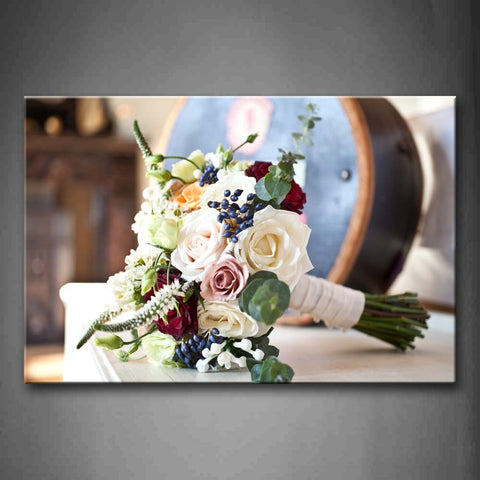 Bunch Of Colorful Flowers On The White Wall Art Painting Pictures Print On Canvas Flower The Picture For Home Modern Decoration 