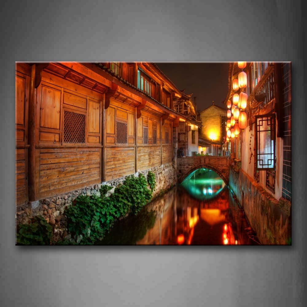 Old Town With Ancient Lanterns Short Bridge Wall Art Painting The Picture Print On Canvas City Pictures For Home Decor Decoration Gift 