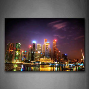 Night Scenic Of City With Colorful Nights Wall Art Painting The Picture Print On Canvas City Pictures For Home Decor Decoration Gift 