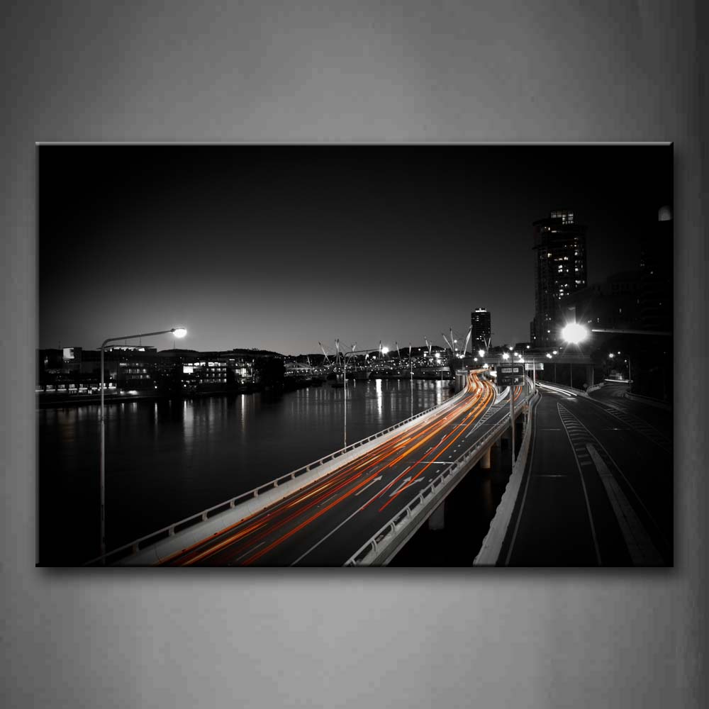 Red Timelapeses On Road At Night Wall Art Painting Pictures Print On Canvas City The Picture For Home Modern Decoration 