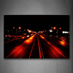 Lamp Posts Reflected On The Road At Night Wall Art Painting Pictures Print On Canvas City The Picture For Home Modern Decoration 