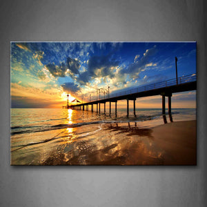 Beautiful Sky Long Pier Above Calm Lake  Wall Art Painting Pictures Print On Canvas Seascape The Picture For Home Modern Decoration 