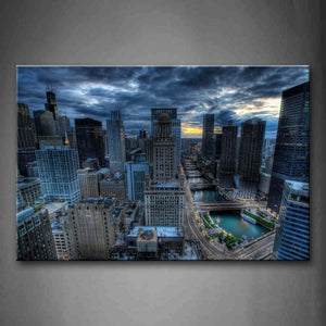 Orderly Buildings In City With Clouded Sky Wall Art Painting Pictures Print On Canvas City The Picture For Home Modern Decoration 