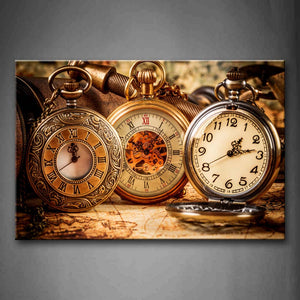 Brown Three Watches In Different Style Wall Art Painting Pictures Print On Canvas City The Picture For Home Modern Decoration 