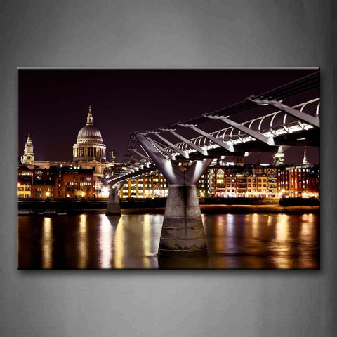 Thick Iron Of Millennium Bridge Above Calm Lake Wall Art Painting The Picture Print On Canvas City Pictures For Home Decor Decoration Gift 