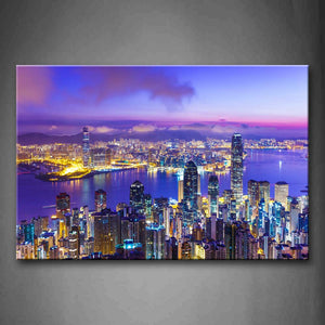 Buildings In Different Height Colorful Lights Wall Art Painting The Picture Print On Canvas City Pictures For Home Decor Decoration Gift 