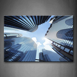 Blue Skyscrapers Built In A Ring With Clear Sky Wall Art Painting Pictures Print On Canvas City The Picture For Home Modern Decoration 