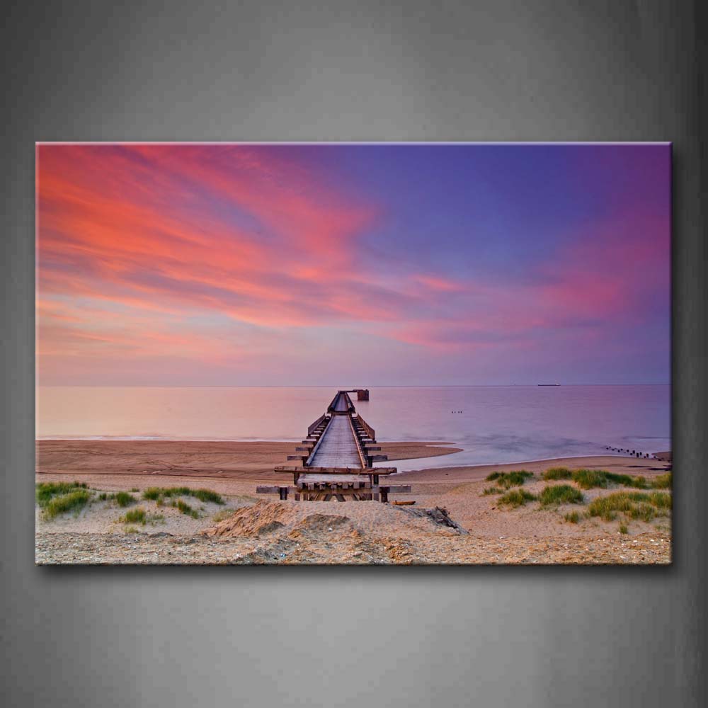 Sunet Glow Wooden Pier Clear Water Wall Art Painting The Picture Print On Canvas Seascape Pictures For Home Decor Decoration Gift 