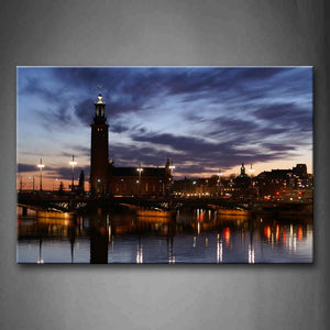 Clouded Sky Various Buildings In Stockholm Wall Art Painting The Picture Print On Canvas City Pictures For Home Decor Decoration Gift 