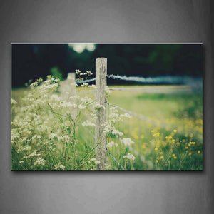 Fence Made Of Wooden And Rope In Beautiful Field Wall Art Painting Pictures Print On Canvas Flower The Picture For Home Modern Decoration 