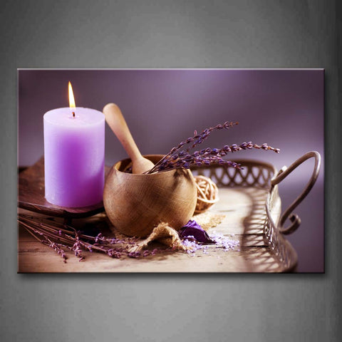Purple Candle With Light And Spa Madicine Wall Art Painting Pictures Print On Canvas Art The Picture For Home Modern Decoration 
