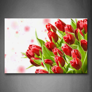 Bunch Of Red Flowers With Fresh Leaves  Wall Art Painting Pictures Print On Canvas Flower The Picture For Home Modern Decoration 