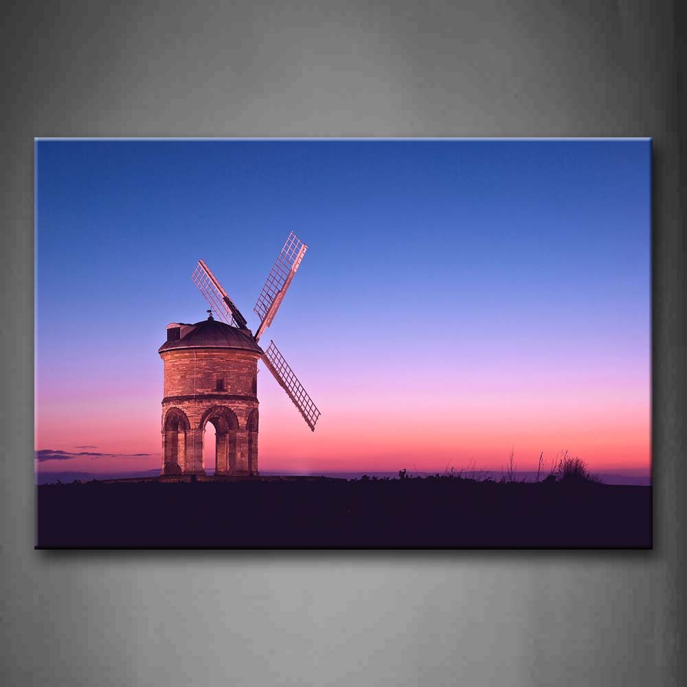 Beautiful Sunset Glow And Windmill In Field Wall Art Painting Pictures Print On Canvas City The Picture For Home Modern Decoration 