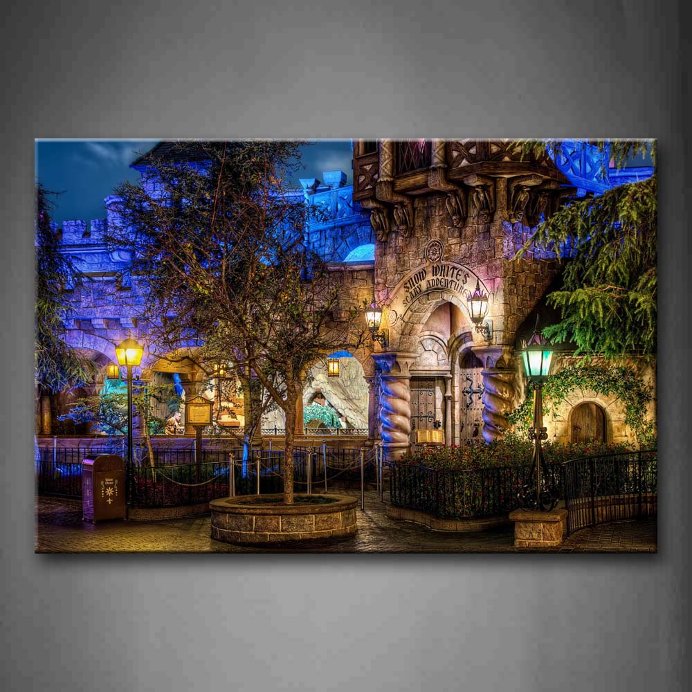 Building Like Amusement Park At Night Wall Art Painting The Picture Print On Canvas City Pictures For Home Decor Decoration Gift 