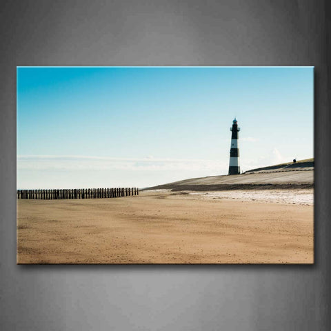 Lighthouse In White And Black On The Beach Wall Art Painting Pictures Print On Canvas City The Picture For Home Modern Decoration 