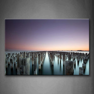 Pier With Dense Wooden Pillars In The Sea Wall Art Painting The Picture Print On Canvas City Pictures For Home Decor Decoration Gift 