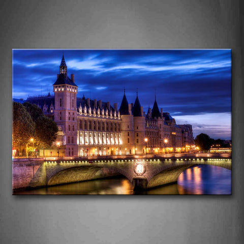 Dark Blue Sky Orderly Building Ancient Bridge Wall Art Painting The Picture Print On Canvas City Pictures For Home Decor Decoration Gift 