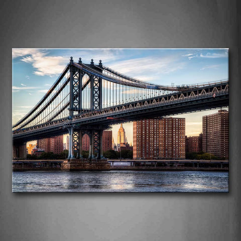 Beautiful Bridge Quiet Water And Tall Buildings Wall Art Painting The Picture Print On Canvas City Pictures For Home Decor Decoration Gift 