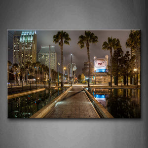 Tall Buildings And Palms Flat Path Quiet Pool Wall Art Painting The Picture Print On Canvas City Pictures For Home Decor Decoration Gift 