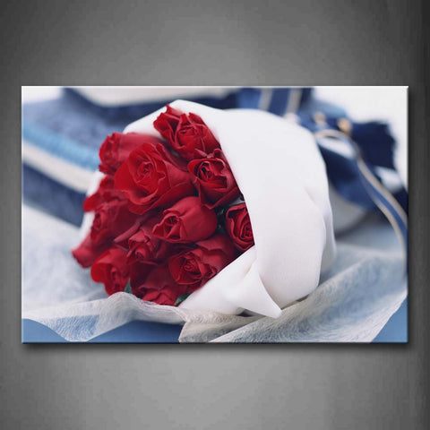 Bunch Of Red Flowers Packed By White Cloth Wall Art Painting The Picture Print On Canvas Flower Pictures For Home Decor Decoration Gift 