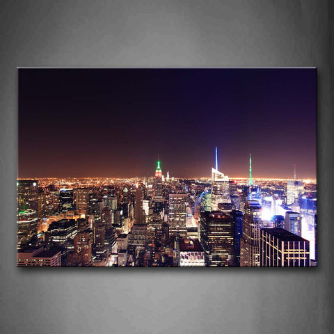 Crowded Buildings Like Ants Together At Night Wall Art Painting Pictures Print On Canvas City The Picture For Home Modern Decoration 