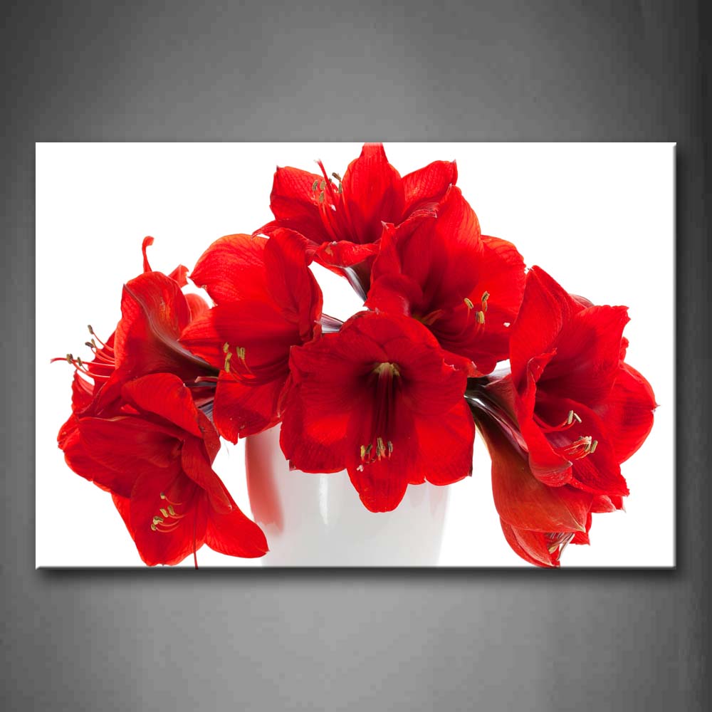 Some Beautiful Flowers In Bright Red Wall Art Painting The Picture Print On Canvas Flower Pictures For Home Decor Decoration Gift 