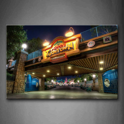 Scenic Under Bridge With Cute Sign Like Amusement Park Wall Art Painting The Picture Print On Canvas City Pictures For Home Decor Decoration Gift 