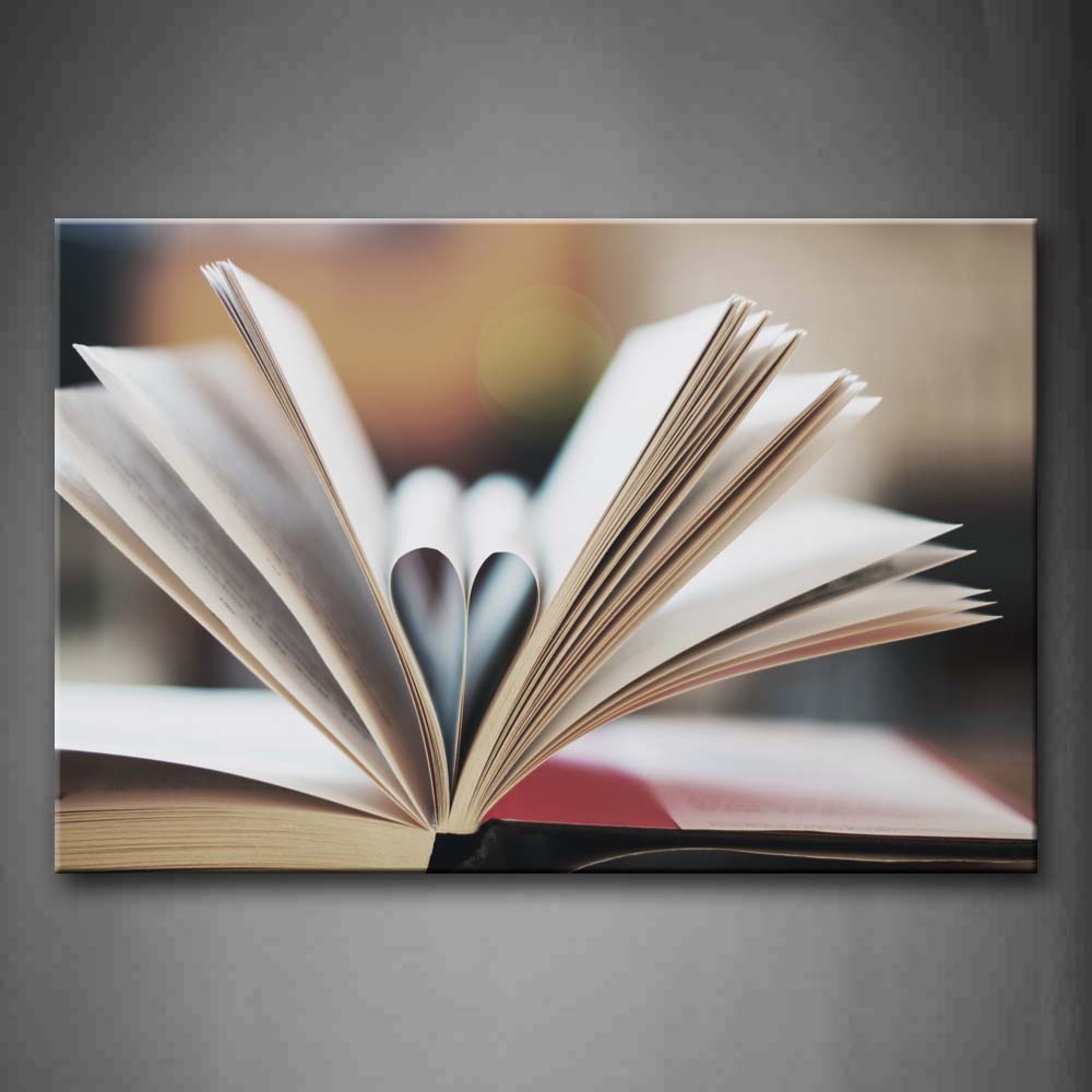 Opened Book With Heart In The Midddle Wall Art Painting The Picture Print On Canvas Art Pictures For Home Decor Decoration Gift 