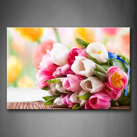 Pink Bunch Of Beautiful Flowers In Different Color Wall Art Painting The Picture Print On Canvas Flower Pictures For Home Decor Decoration Gift 