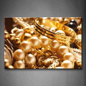 Brown Gold Bracelet Pearl Necklace Pield Together Wall Art Painting The Picture Print On Canvas Art Pictures For Home Decor Decoration Gift 