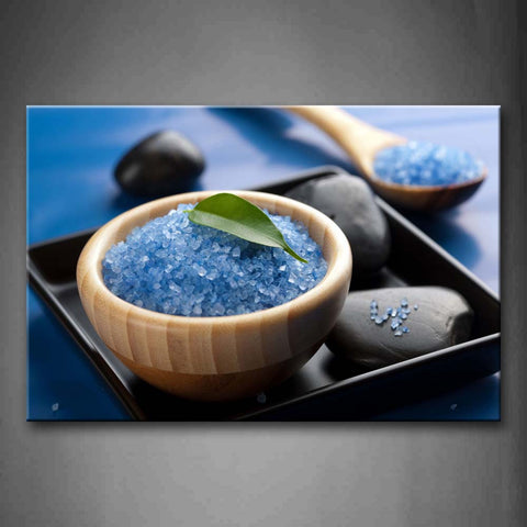 Blue Salt In Small Bowl Spoon Wall Art Painting Pictures Print On Canvas Art The Picture For Home Modern Decoration 