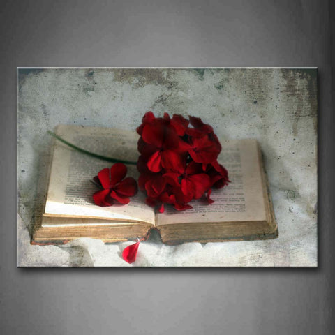 Little Bunch Of Red Flower On Thick Book Wall Art Painting Pictures Print On Canvas Flower The Picture For Home Modern Decoration 