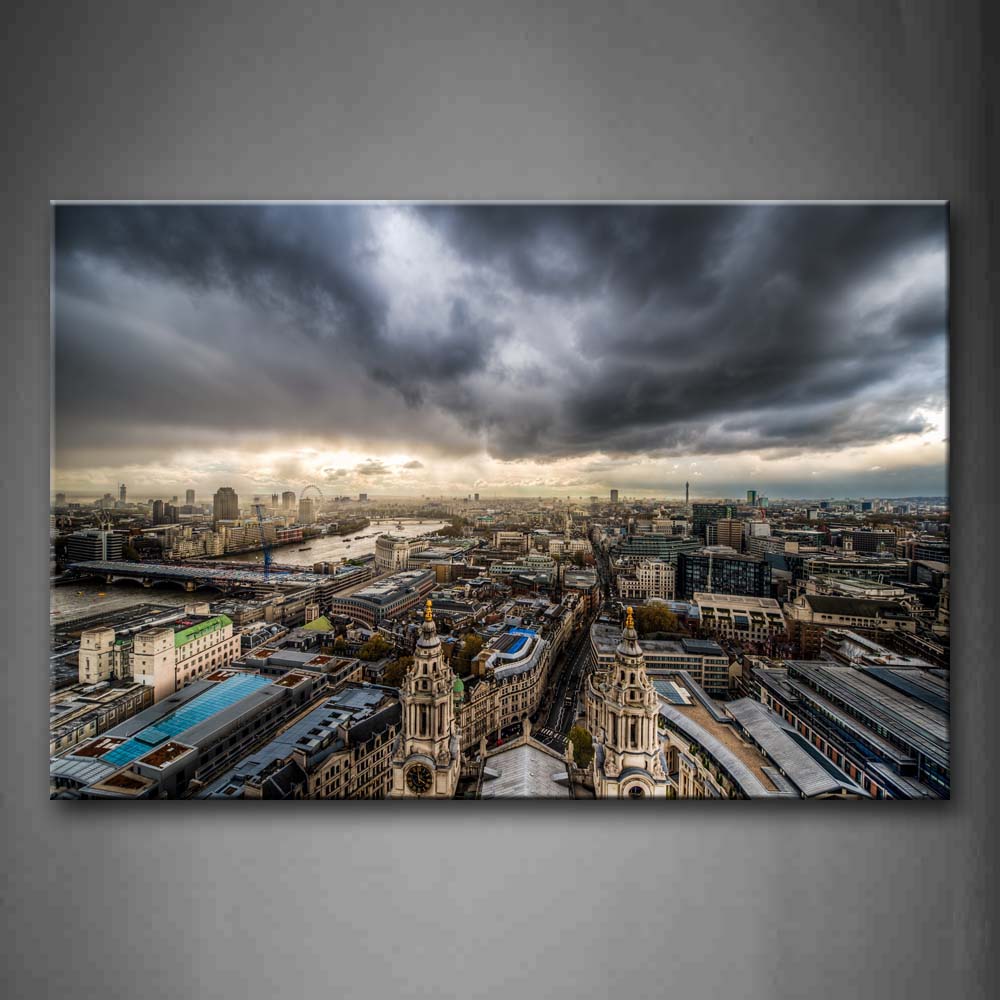 Clouded Sky Dense City With Special Buildings Wall Art Painting Pictures Print On Canvas City The Picture For Home Modern Decoration 