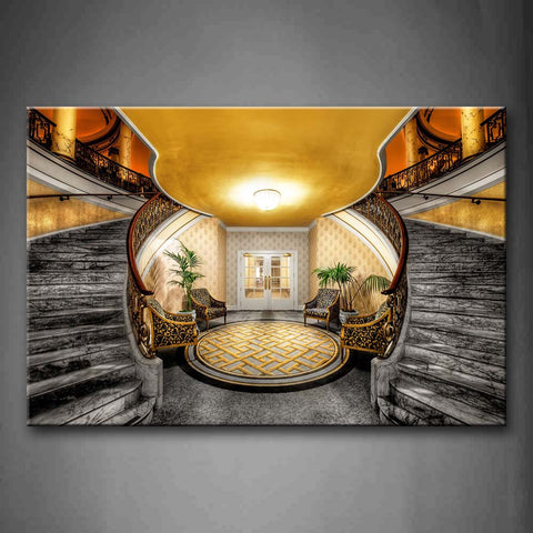 Noble Room With Beautiful Stairs Bright Light Wall Art Painting Pictures Print On Canvas City The Picture For Home Modern Decoration 