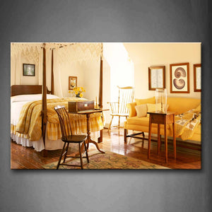 Pictures Bed Wooden Chairs And Desk Wall Art Painting Pictures Print On Canvas City The Picture For Home Modern Decoration 