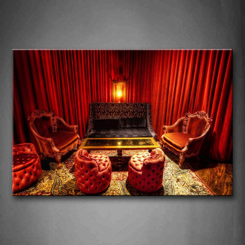 Room With Red Curtain Chairs And Glass Table Wall Art Painting The Picture Print On Canvas City Pictures For Home Decor Decoration Gift 