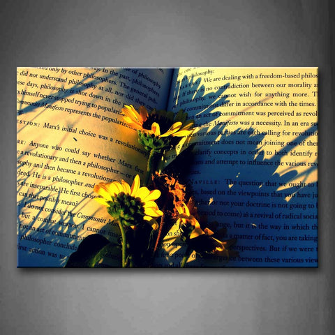 Bunch Of Yellow Flowers On The Foreign Book Wall Art Painting The Picture Print On Canvas Flower Pictures For Home Decor Decoration Gift 