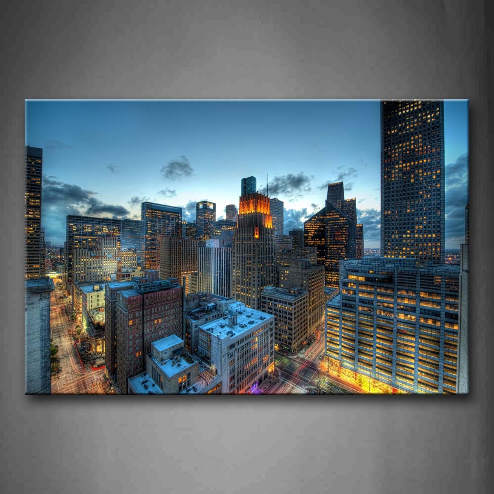 Different Height Of City Tall Buildings  Wall Art Painting Pictures Print On Canvas City The Picture For Home Modern Decoration 