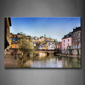 Dense Town Quiet River Above Bridge Wall Art Painting The Picture Print On Canvas City Pictures For Home Decor Decoration Gift 