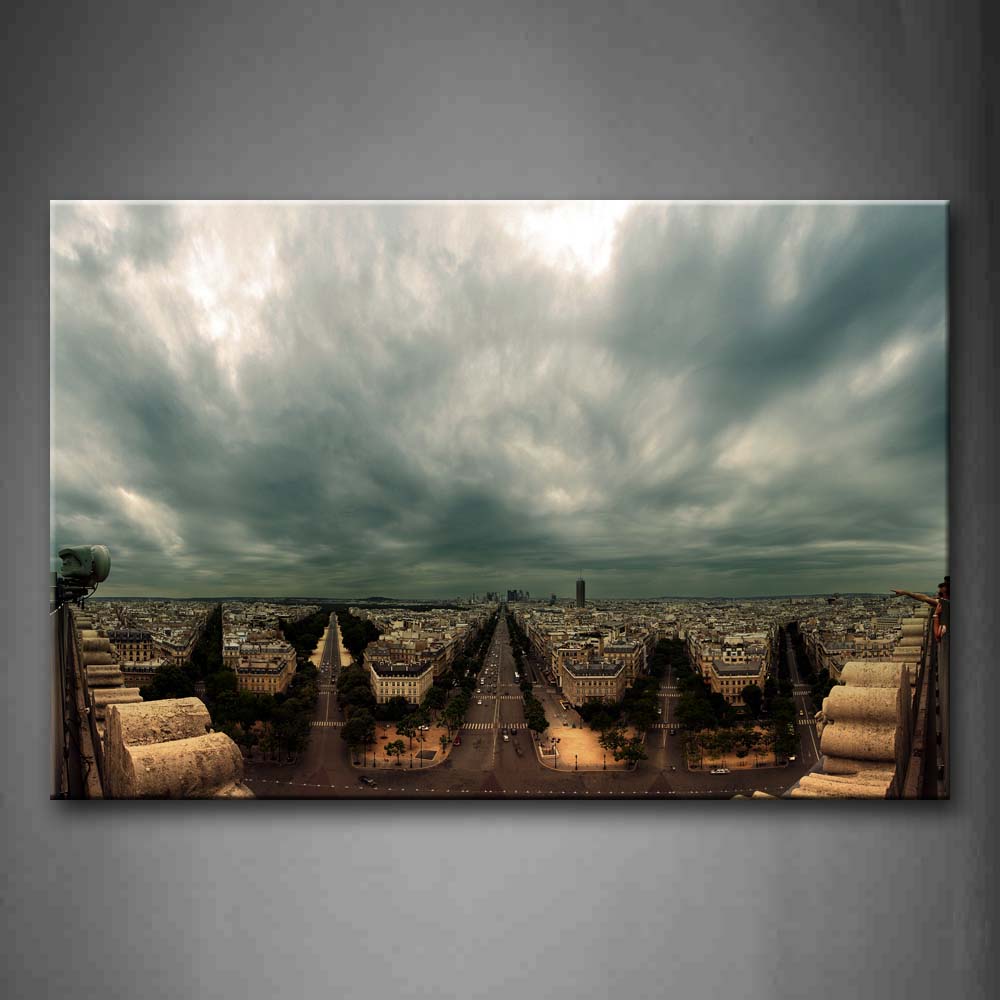 Clouds Sky Crowded Buildings In The City Wall Art Painting The Picture Print On Canvas City Pictures For Home Decor Decoration Gift 