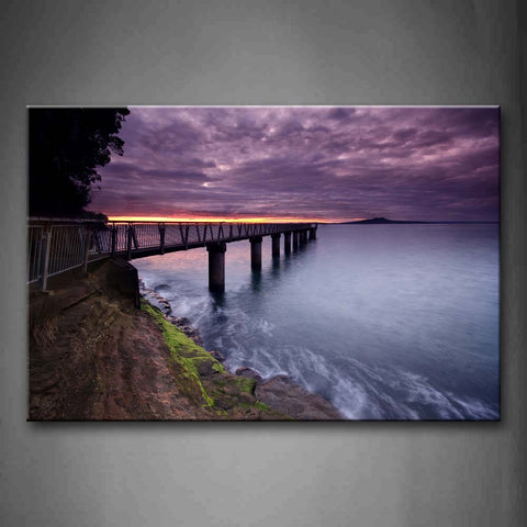 Bright Sunset Glow Above Pier Quiet Water Wall Art Painting The Picture Print On Canvas City Pictures For Home Decor Decoration Gift 