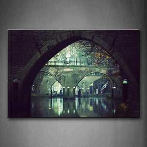 Big Arches Of Bridge Above Quiet Water Wall Art Painting Pictures Print On Canvas City The Picture For Home Modern Decoration 