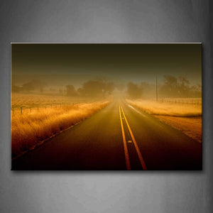 Golden Field And Flat Road  Wall Art Painting The Picture Print On Canvas City Pictures For Home Decor Decoration Gift 