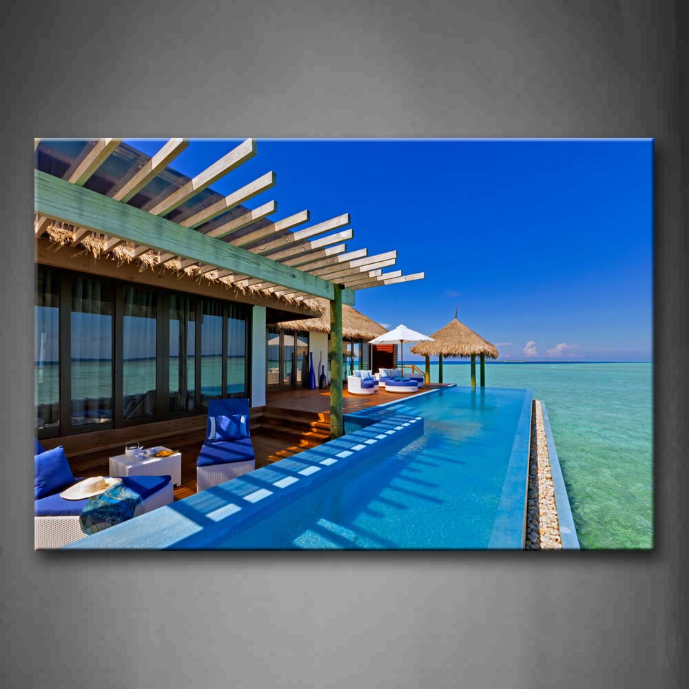 Blue Restore With Clear Pool Leisure Places Near It  Wall Art Painting The Picture Print On Canvas City Pictures For Home Decor Decoration Gift 