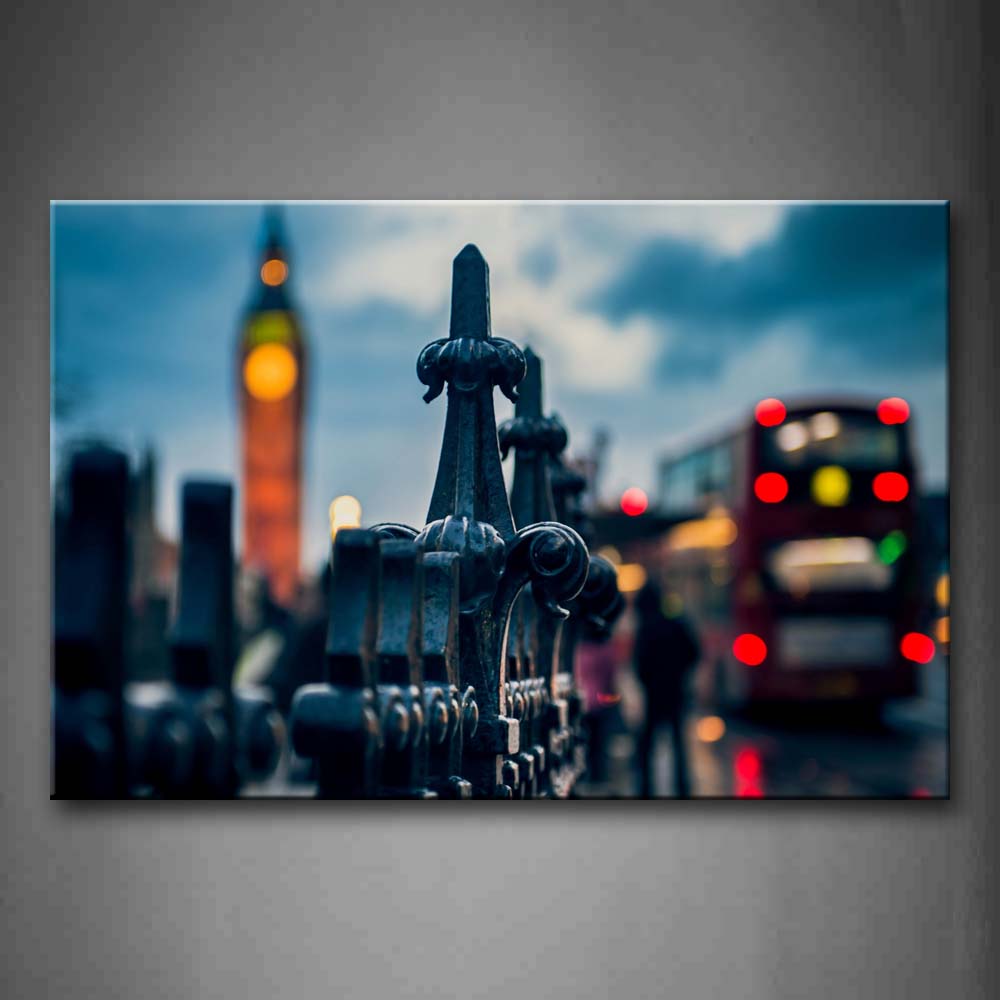 Iron Fence In Crowded City Street Wall Art Painting Pictures Print On Canvas City The Picture For Home Modern Decoration 