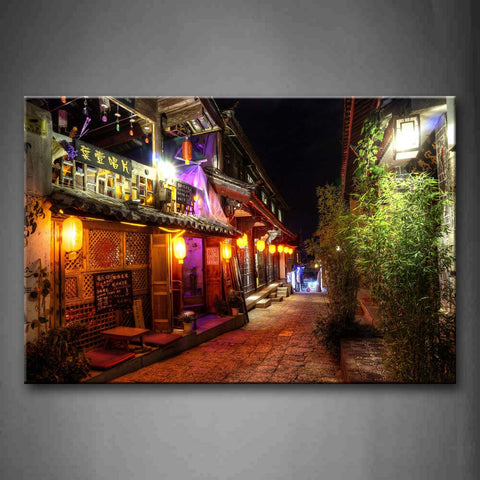 Quiet Village With Ancient Houses And Lamp Posts Wall Art Painting Pictures Print On Canvas City The Picture For Home Modern Decoration 