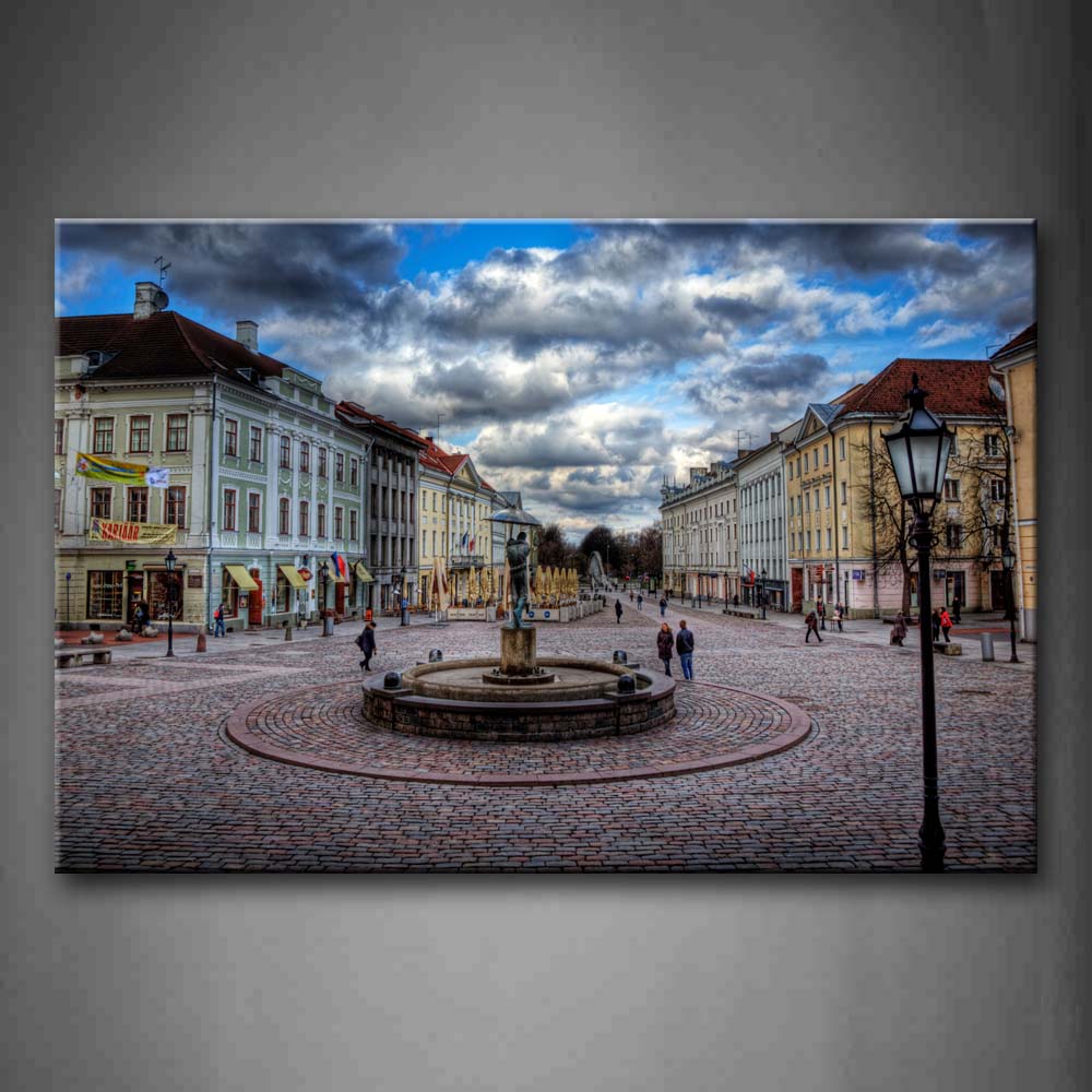 Clouds Sky Orderly Houses And Wide Square Wall Art Painting The Picture Print On Canvas City Pictures For Home Decor Decoration Gift 